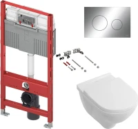 Комплект Унитаз подвесной Villeroy & Boch O.Novo 5660HR01 alpin, безободковый + Крепления TECE Profil TECEprofil 9380014 + Инсталляция TECEprofil Uni 2.0 9300302 + Кнопка Now 9 240 401 хром глянцевый