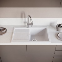 Мойка кухонная Domaci Бьелла DMC-25 белая Мойка кухонная Domaci Бьелла DMC-25 белая