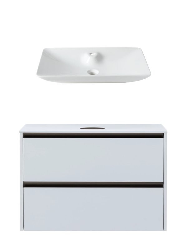 Тумба с раковиной Allen Brau Activity 100 с подсветкой, матовый белый, олива браш, столешница белая, раковина Fantasy Y 64x40, белая