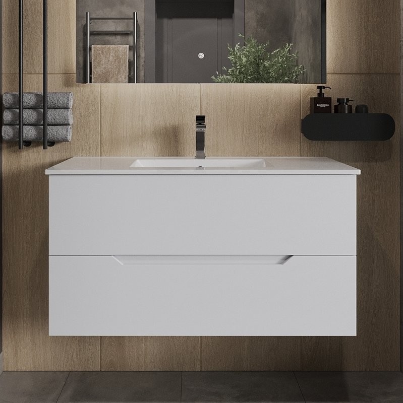 Тумба под раковину Orange Line 100, белая матовая