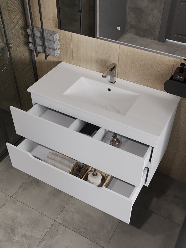 Тумба под раковину Orange Line 100, белая матовая