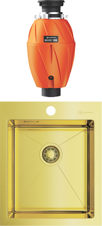 Комплект Мойка Omoikiri Akisame 41-LG 4973080 светлое золото + Измельчитель Nagare 1000
