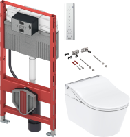 Комплект Унитаз подвесной Toto RP CW542ERY безободковый + Крышка RW TCF801CG с дистанционным управлением + Инсталляция TECE Profil + Крепления TECEprofil 9380014