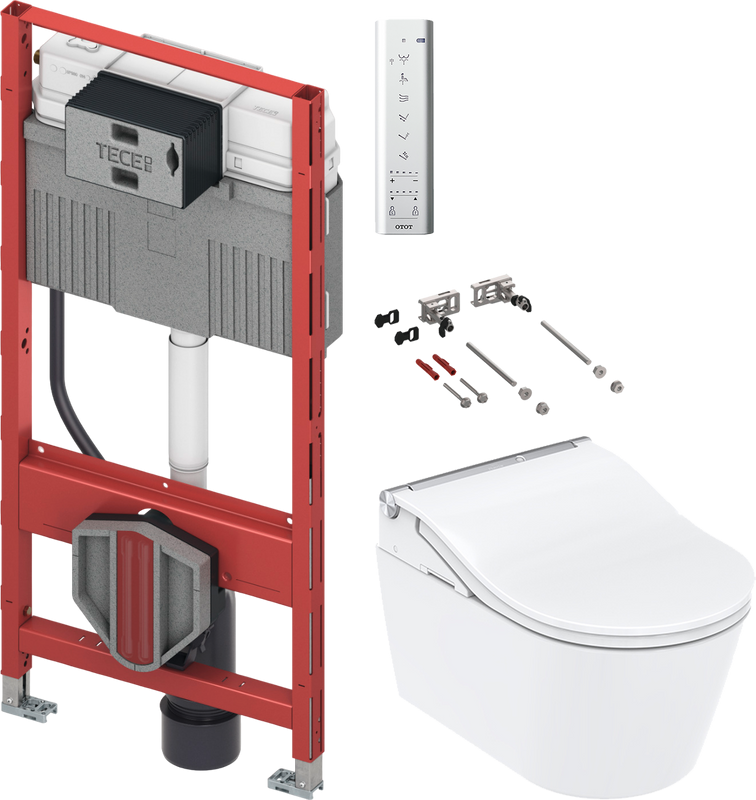 Комплект Унитаз подвесной Toto RP CW542ERY безободковый + Крышка RW TCF801CG с дистанционным управлением + Инсталляция TECE Profil + Крепления TECEprofil 9380014