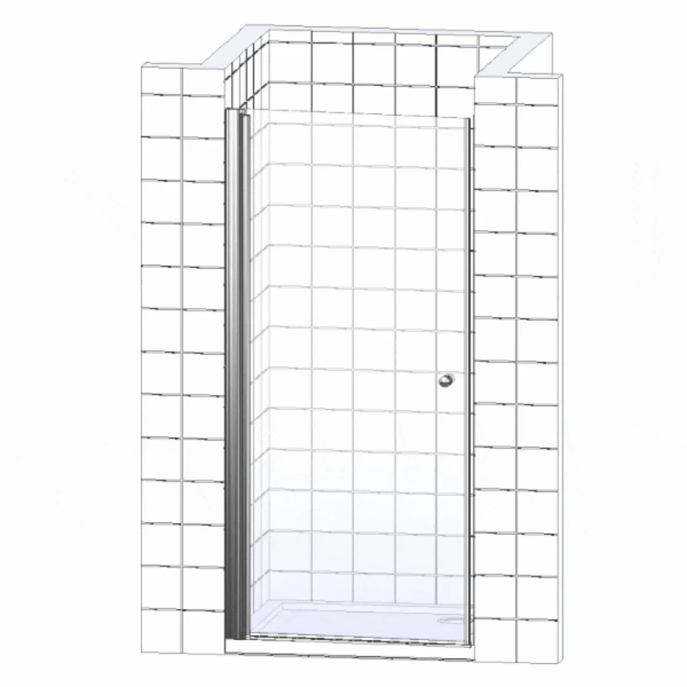 Душевая дверь в нишу Vegas Glass EP Novo 60 02М 01 профиль черный матовый, стекло прозрачное