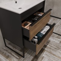 Тумба с раковиной STWORKI Гриндстед 60 дуб таксония, антрацит матовый