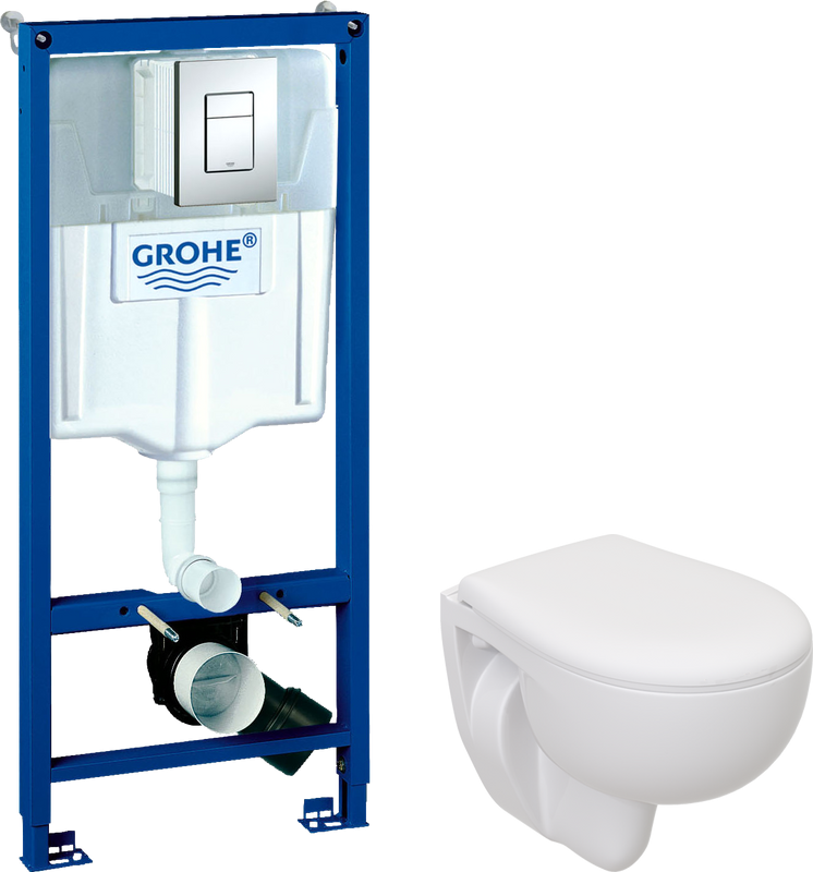 Комплект Унитаз подвесной Seramiksan Natura + Крышка + Инсталляция Grohe Rapid SL 38772001 3 в 1 с кнопкой смыва