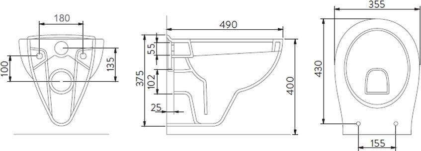 Комплект Унитаз подвесной Seramiksan Natura + Крышка + Инсталляция Grohe Rapid SL 38772001 3 в 1 с кнопкой смыва