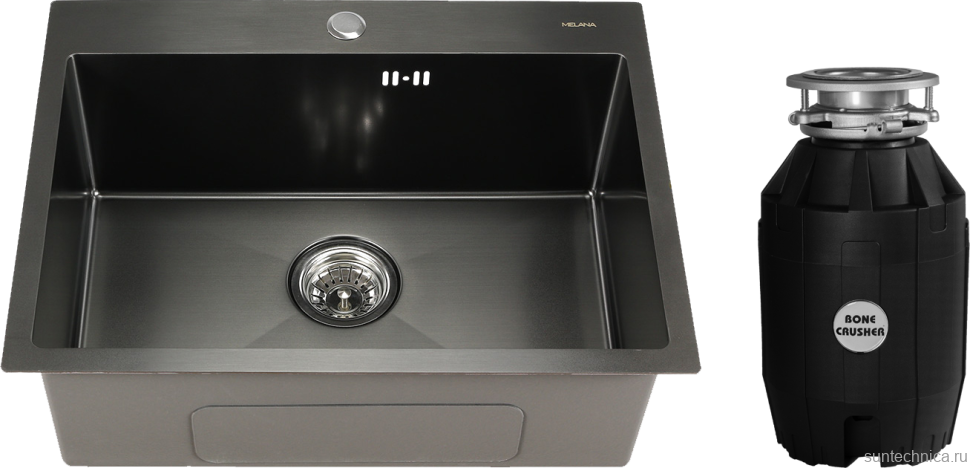 Комплект Мойка Melana D6045HB графит + Измельчитель Bone Crusher BC 810-AS