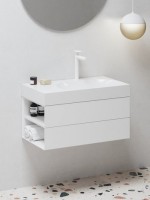 Тумба с раковиной Ravak Lite SD 80 L глянцевая белая