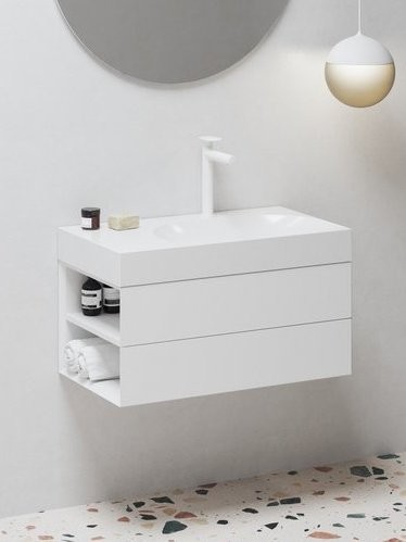 Тумба с раковиной Ravak Lite SD 80 L глянцевая белая