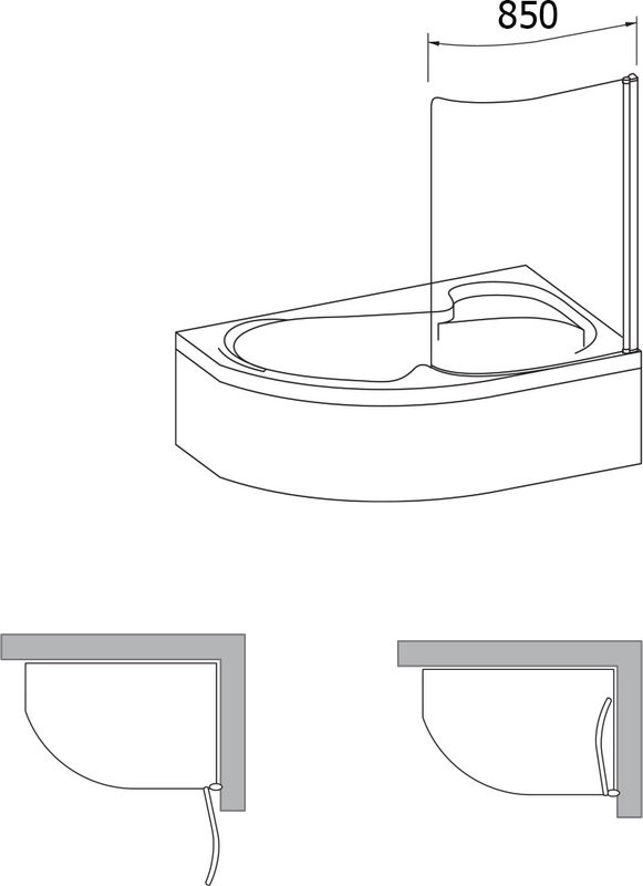 Шторка на ванну Ravak Rosa CVSK1 140/150 R Transparent, профиль блестящий