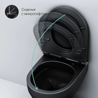 Комплект Унитаз подвесной AM.PM Spirit V2.0 FlashClean с микролифтом, черный матовый + Инсталляция TECE Now 9400414 4 в 1 с кнопкой смыва
