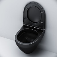 Комплект Унитаз подвесной AM.PM Spirit V2.0 FlashClean с микролифтом, черный матовый + Инсталляция TECE Now 9400414 4 в 1 с кнопкой смыва