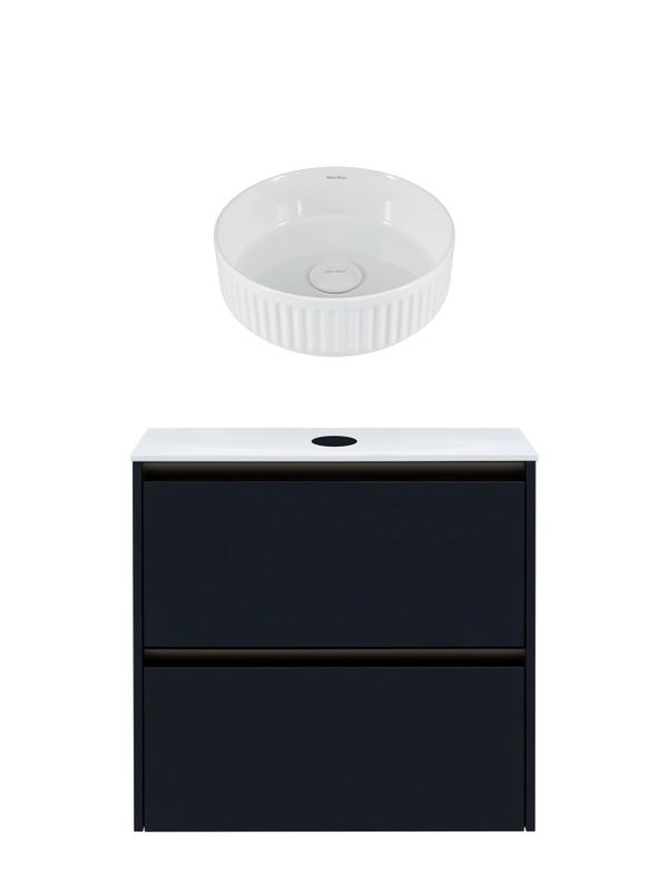 Тумба с раковиной Allen Brau Activity 70 с подсветкой, матовый антрацит, олива браш, столешница белая, раковина Fantasy Line 36, белая