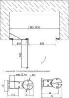 Душевая дверь в нишу Vegas Glass EP-F-1 140 05 01 L профиль бронза, стекло прозрачное