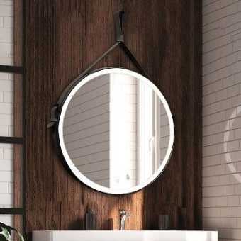 Зеркало круглое Art&Max Milan 100, черный ремень