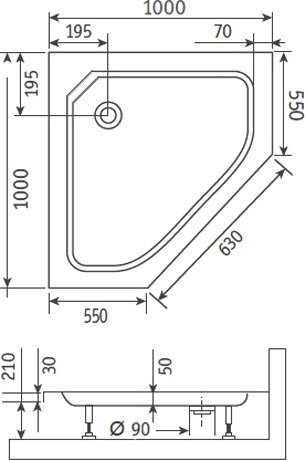 Поддон для душа RGW Style TR 100x100 с сифоном