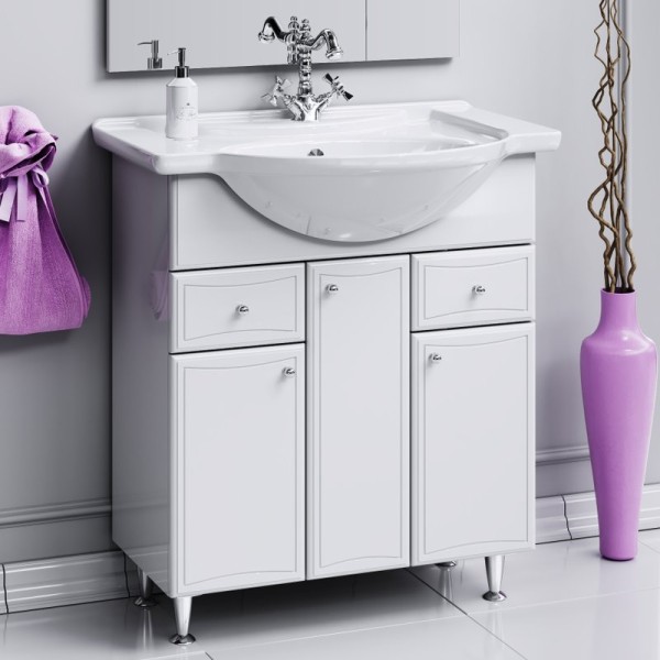 Тумба под раковину Aqwella Барселона люкс 85 с бельевой корзиной