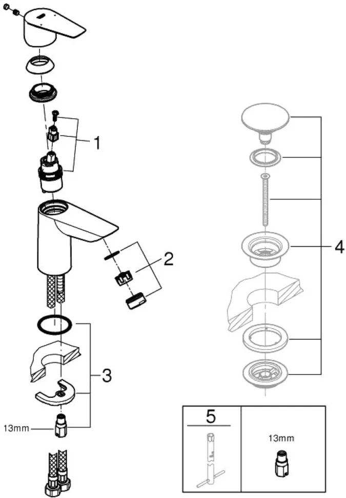 Смеситель для раковины Grohe BauEdge 23330001 хром