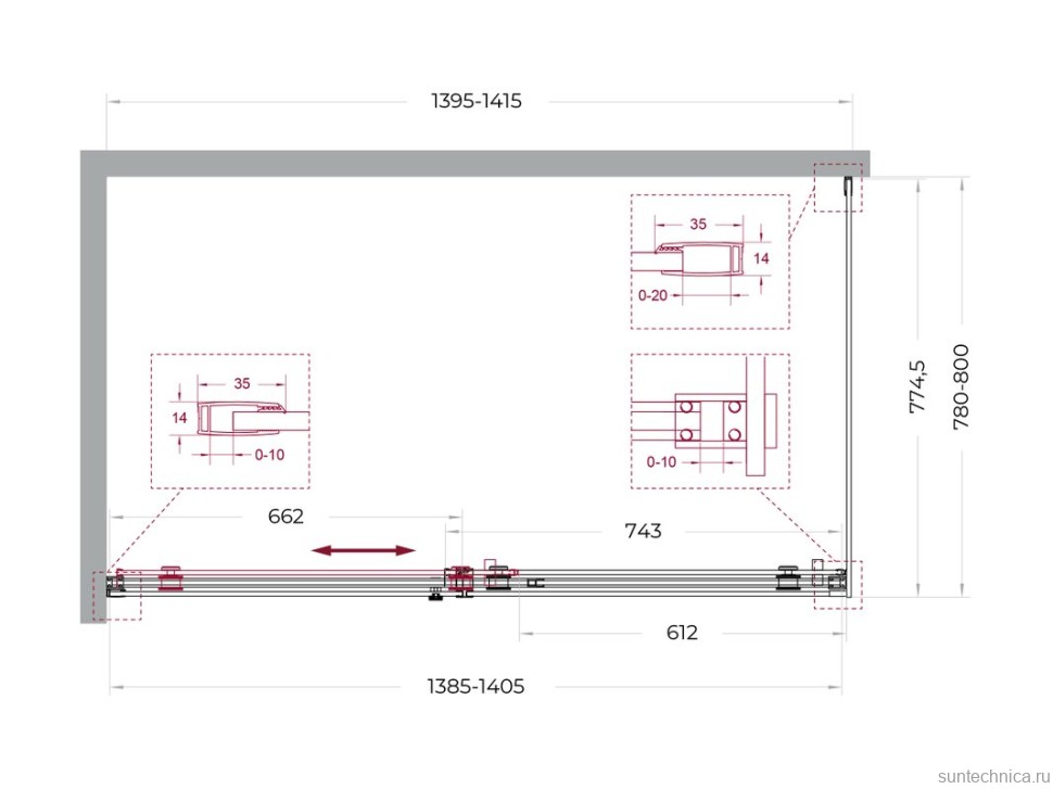 Душевой уголок BelBagno Soft Close-2 AH-1-140/80-C-Cr профиль хром