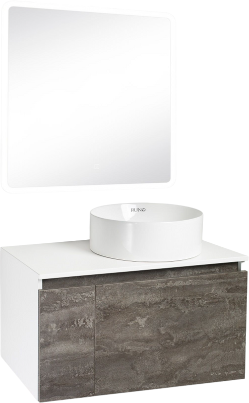 Мебель для ванной комнаты Runo Бари 80 железный камень, раковина Palla 40