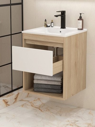 Тумба с раковиной Teymi Vitra 50 дуб, белая