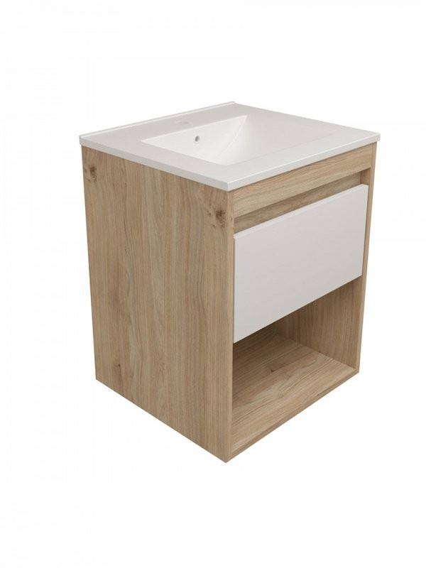Тумба с раковиной Teymi Vitra 50 дуб, белая