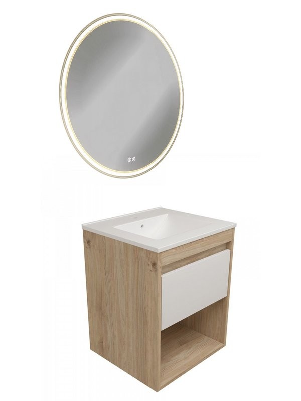 Тумба с раковиной Teymi Vitra 50 дуб, белая