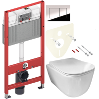 Комплект Унитаз подвесной Ceramicanova New Day CN3005 с микролифтом, безободковый + Инсталляция TECE Now 9400412 4 в 1 с кнопкой смыва