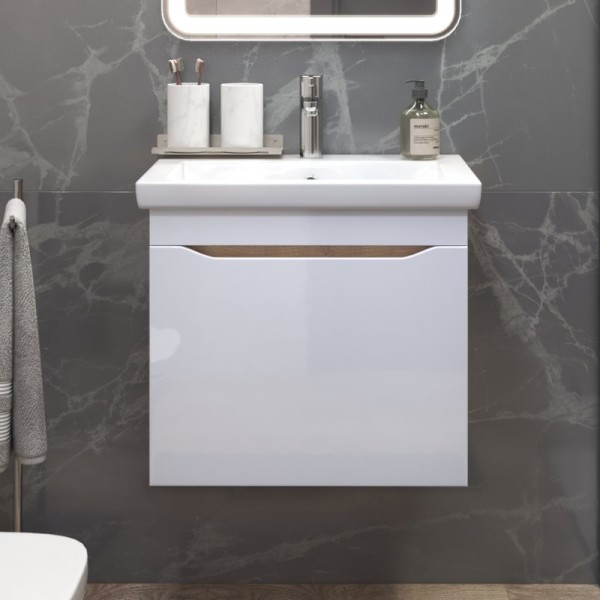 Тумба с раковиной Vigo Grani 60 подвесная, дуб золотой, раковина Como 60