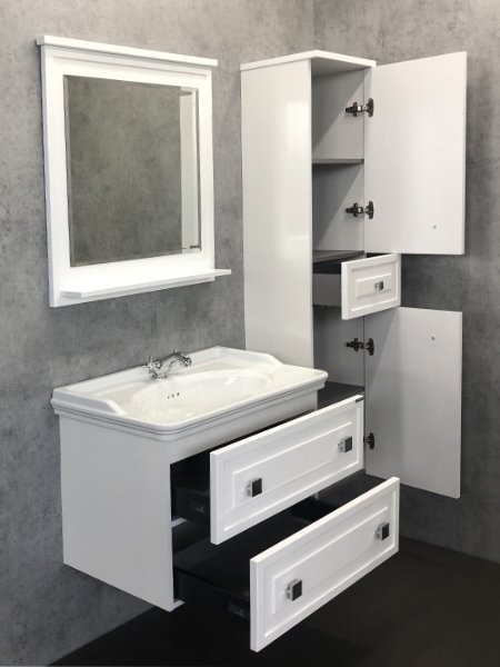 Мебель для ванной комнаты Comforty Феррара 80 подвесная, белая с раковиной 50180