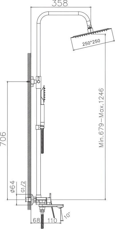 Душевая стойка Haiba HB533-3 пепельная