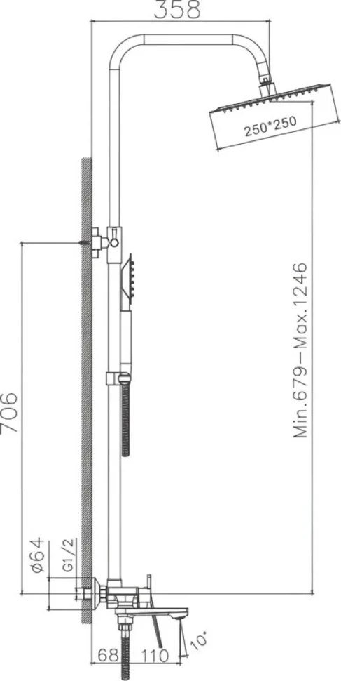 Душевая стойка Haiba HB533-3 пепельная