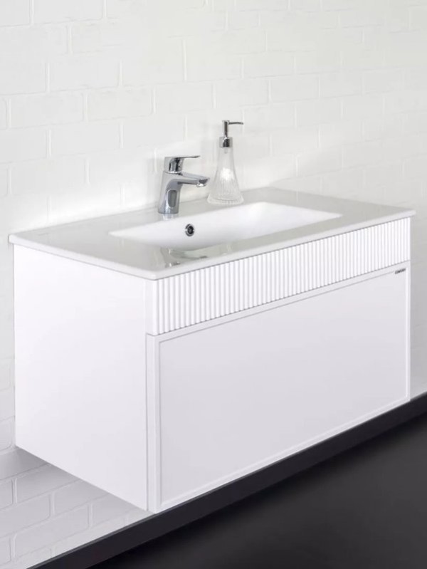 Тумба с раковиной Comforty Мадрид 80 подвесная, матовый белый