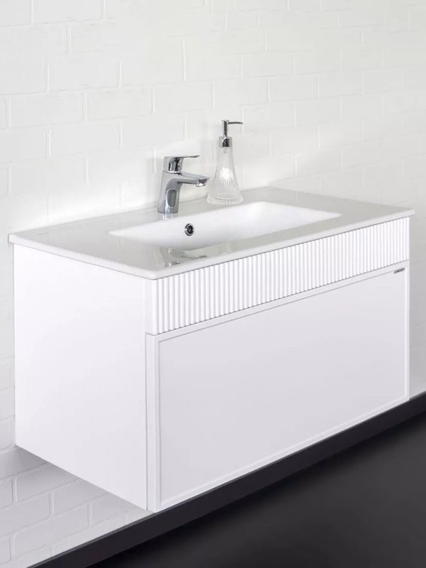 Тумба с раковиной Comforty Мадрид 80 подвесная, матовый белый