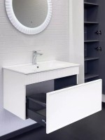 Тумба с раковиной Comforty Мадрид 80 подвесная, матовый белый