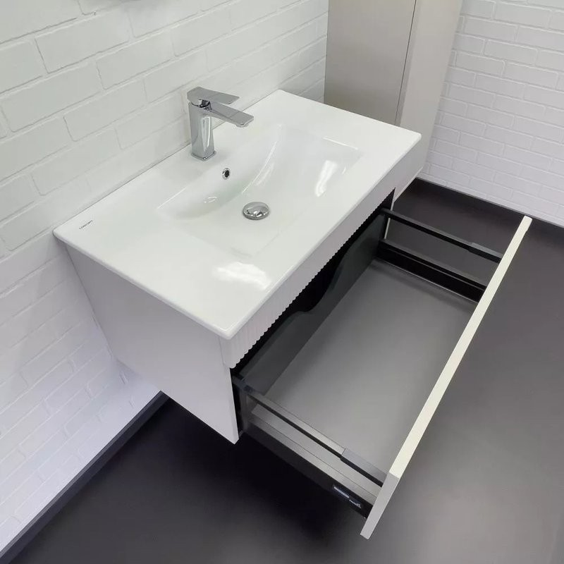 Тумба с раковиной Comforty Мадрид 80 подвесная, матовый белый