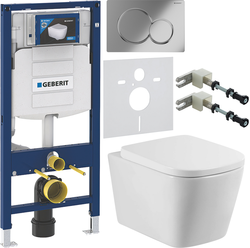 Комплект Унитаз подвесной BelBagno Albano + Крышка BB120SC с микролифтом + Инсталляция Geberit Duofix UP 320 111.300.00.5 + Кнопка Sigma 01 115.770.21.5 хром + Крепления 111.815.00.1 к стене + Звукоизоляция