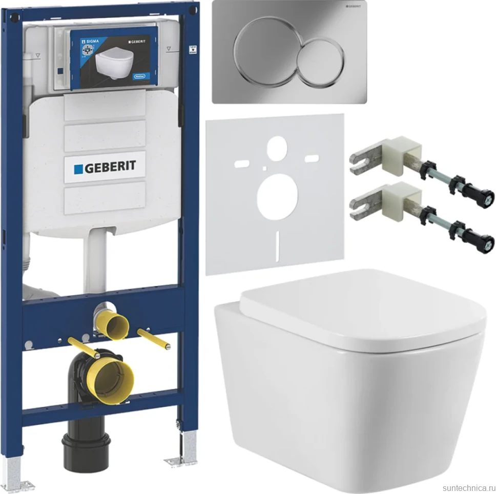 Комплект Унитаз подвесной BelBagno Albano + Крышка BB120SC с микролифтом + Инсталляция Geberit Duofix UP 320 111.300.00.5 + Кнопка Sigma 01 115.770.21.5 хром + Крепления 111.815.00.1 к стене + Звукоизоляция