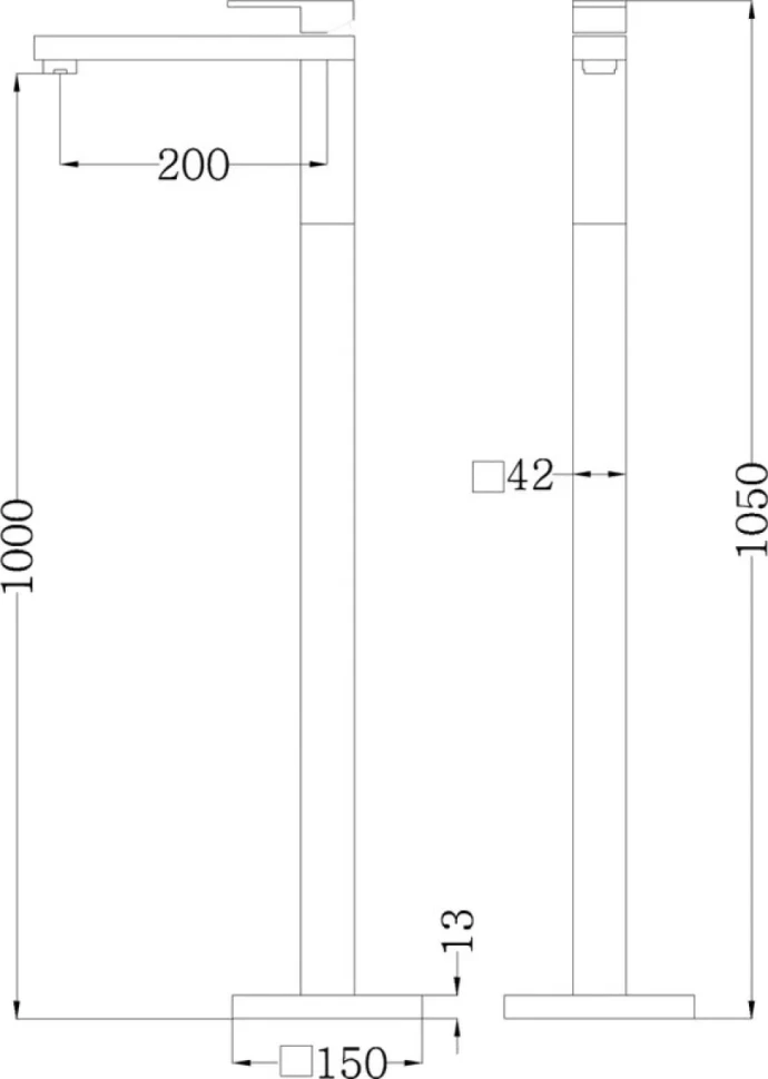 Напольный смеситель для раковины Abber Daheim AF8241B С ВНУТРЕННЕЙ ЧАСТЬЮ, черный
