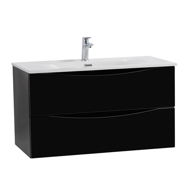Тумба с раковиной BelBagno Marino-cer-n 100 подвесная, nero lucido