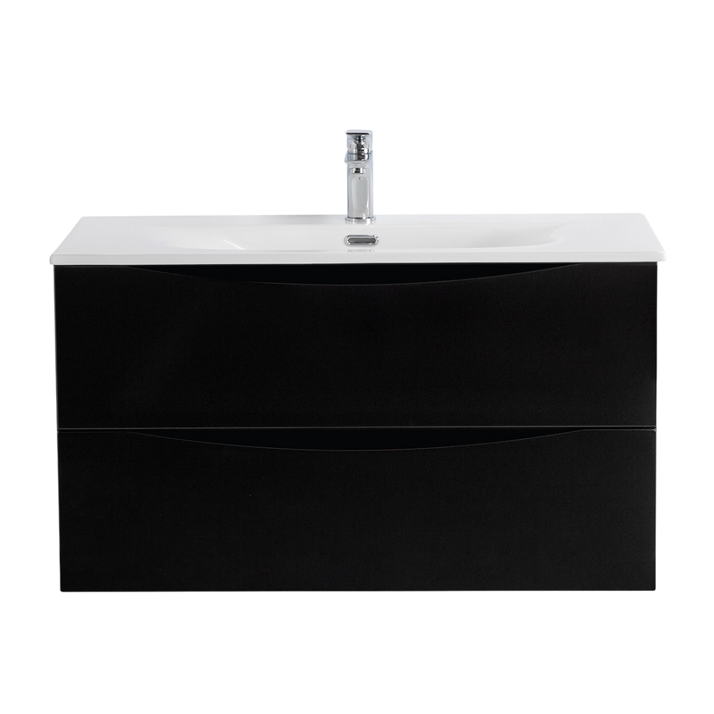 Тумба с раковиной BelBagno Marino-cer-n 100 подвесная, nero lucido