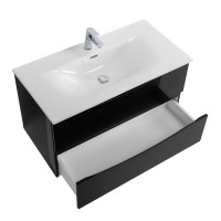 Тумба с раковиной BelBagno Marino-cer-n 100 подвесная, nero lucido