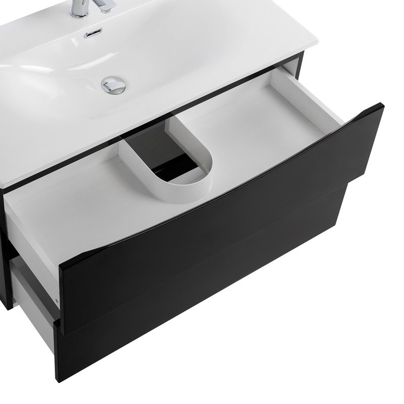 Тумба с раковиной BelBagno Marino-cer-n 100 подвесная, nero lucido
