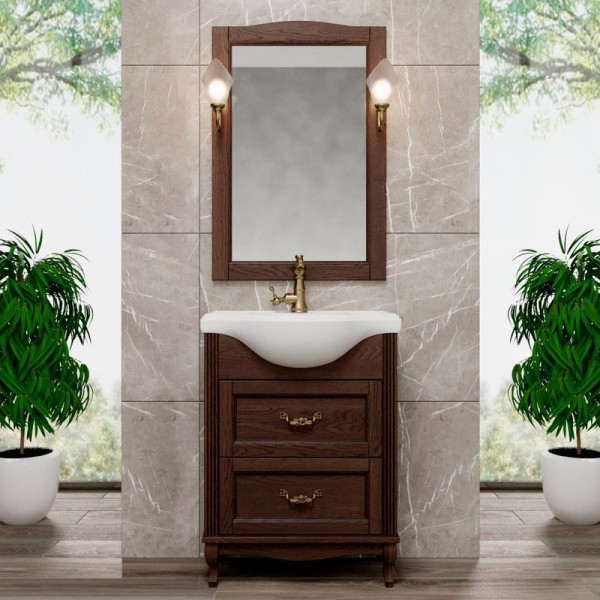 Мебель для ванной комнаты ValenHouse Эллина 65 кальяри, 2 ящика, ручки бронза