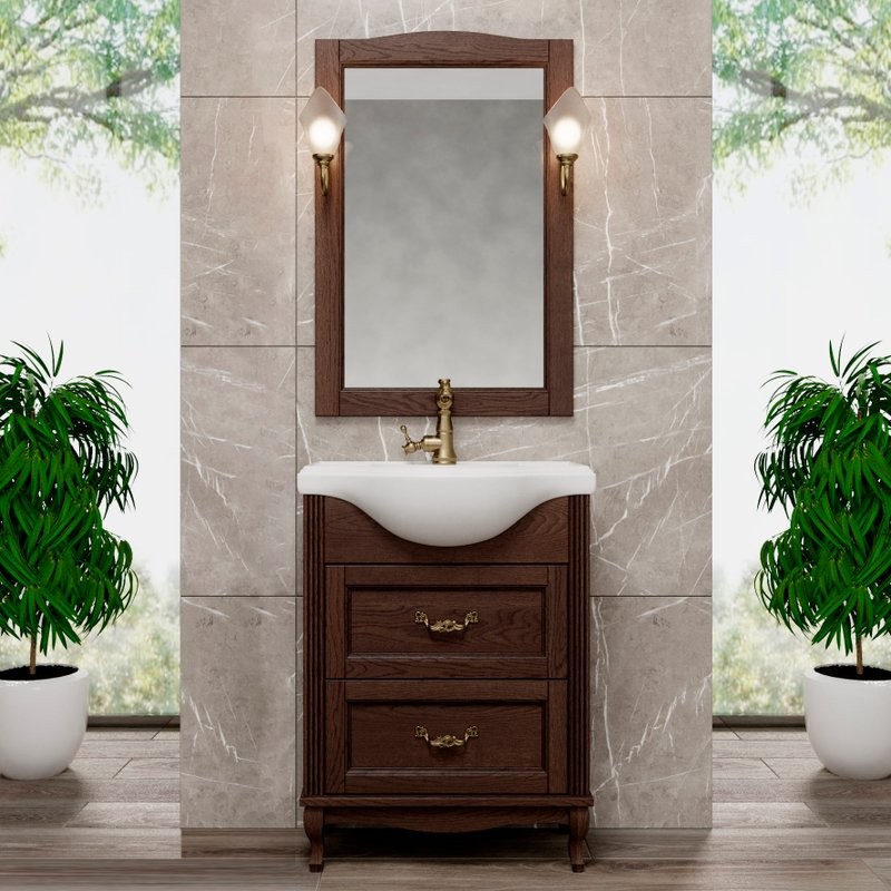 Мебель для ванной комнаты ValenHouse Эллина 65 кальяри, 2 ящика, ручки бронза