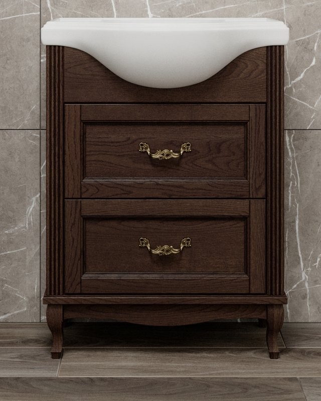 Мебель для ванной комнаты ValenHouse Эллина 65 кальяри, 2 ящика, ручки бронза