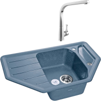 Комплект Мойка GranFest Corner C-800 E графит + Смеситель MEGA Mega