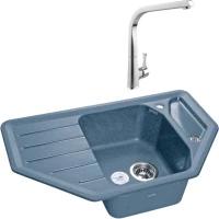 Комплект Мойка GranFest Corner C-800 E графит + Смеситель MEGA Mega